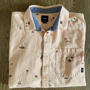 VANS | Men’s short sleeved beach themed button down. Size M.